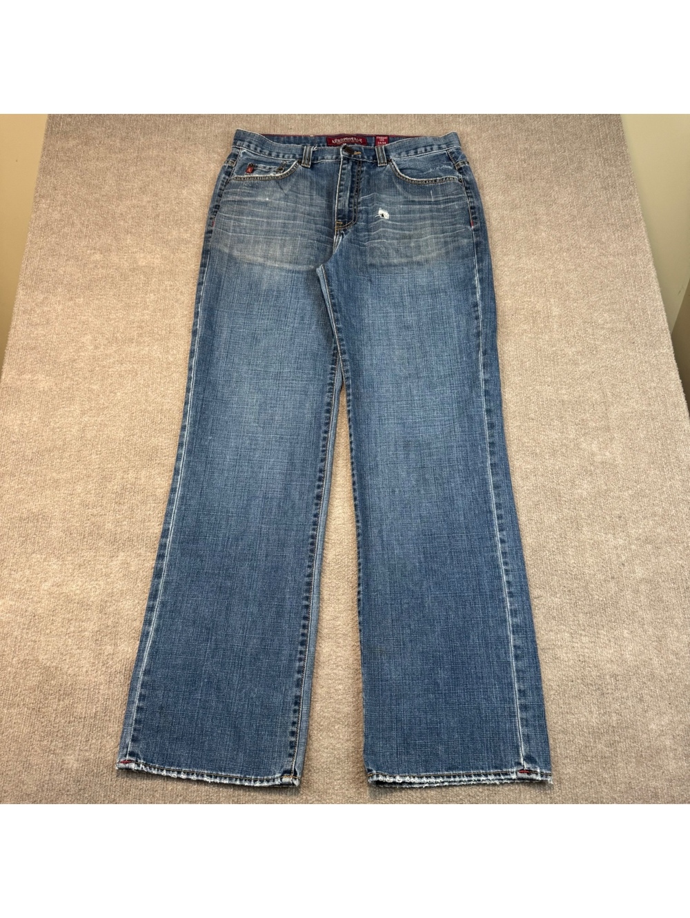 Vintage Y2K Aeropostale Denim Jeans Mens 34x34 Distressed Baggy Straight Leg
